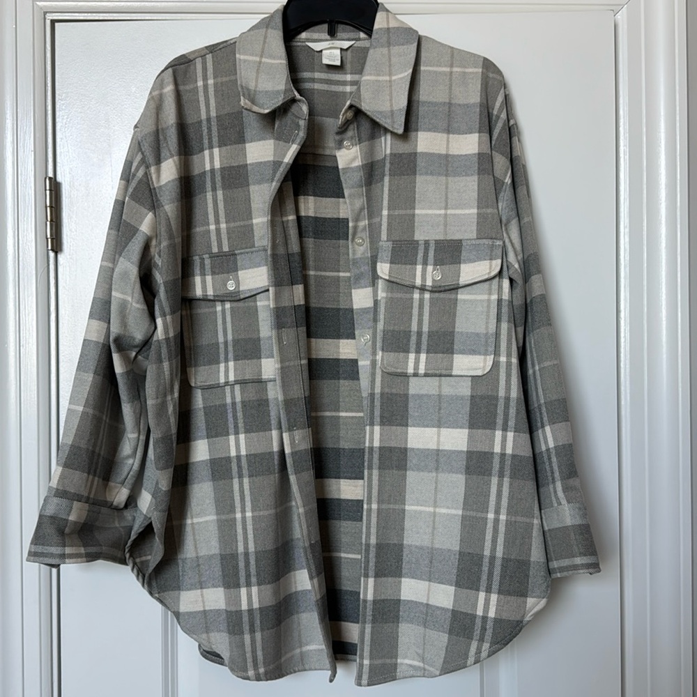 H&M light grey check jacket
